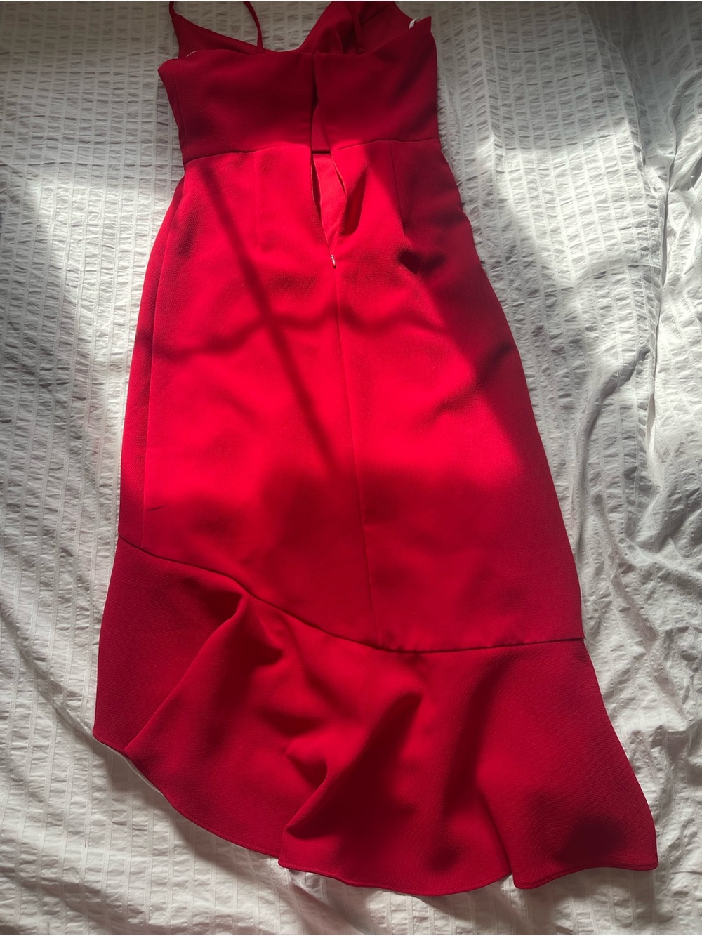 Xscape Asymmetrical Ruffle Dress (Red) - Picture 6 of 6